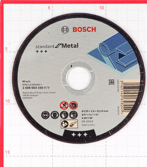 фото Круг отрезной по металлу bosch (2608603165) 125х22х1,6 мм