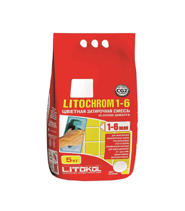 

Затирка LITOKOL Litochrom 1-6 C.40 антрацит 5 кг, Серый