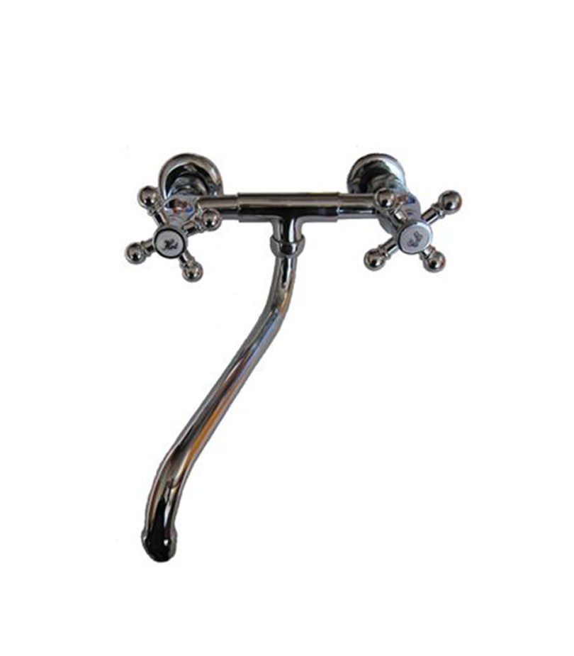 Смеситель для кухонной мойки настенный маховики хром — купить в ...