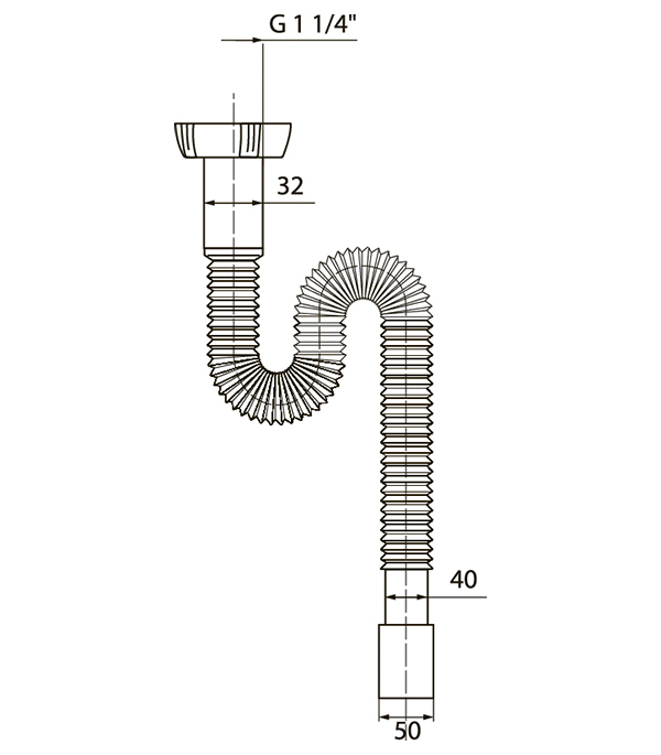 фото Сифон для раковины wirquin pro 30718002 1 1/4"х40/50 с гибким соединением без выпуска