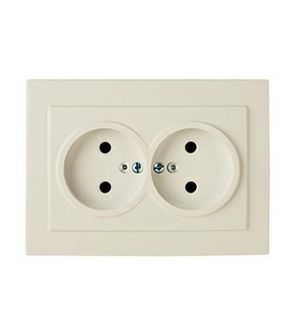 

Розетка с рамкой SVET двойная скрытая установка белая без заземления, Белый