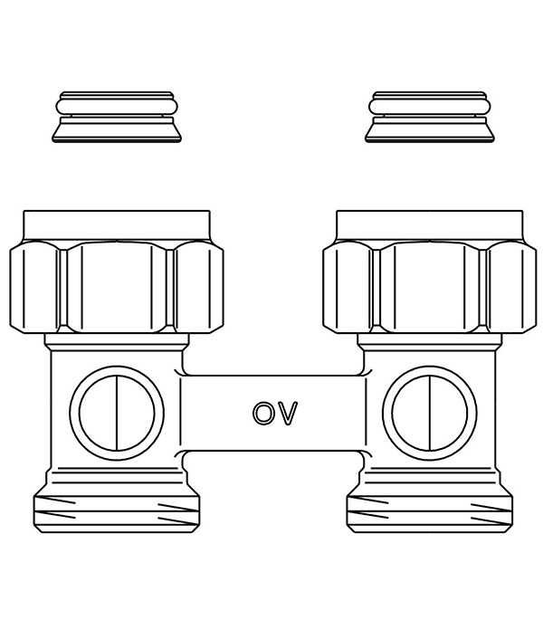 фото Узел нижнего подключения прямой oventrop multiflex f zb (1015813) h-образный 3/4 ek х 3/4 ek для радиатора