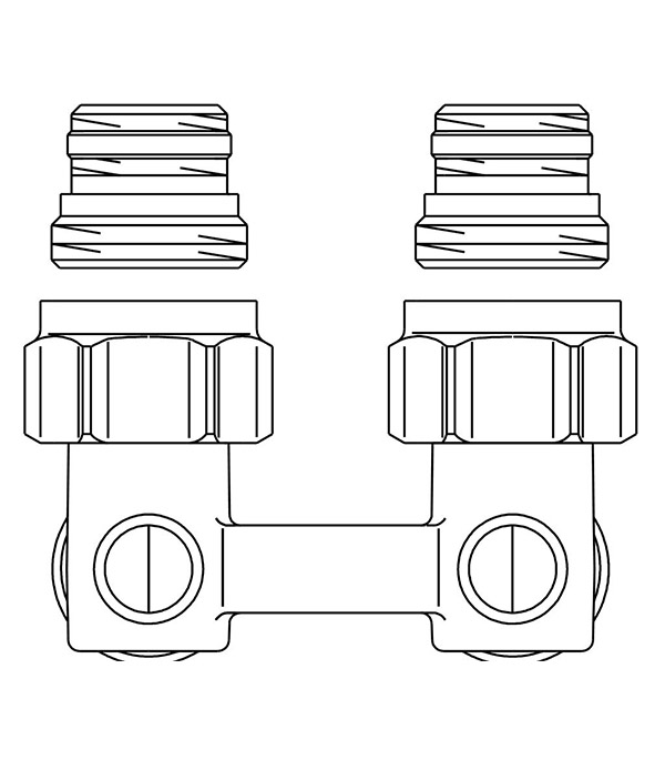 фото Узел нижнего подключения угловой oventrop multiflex f zb (1015884) h-образный 1/2 нр(ш) х 3/4 ek для радиатора