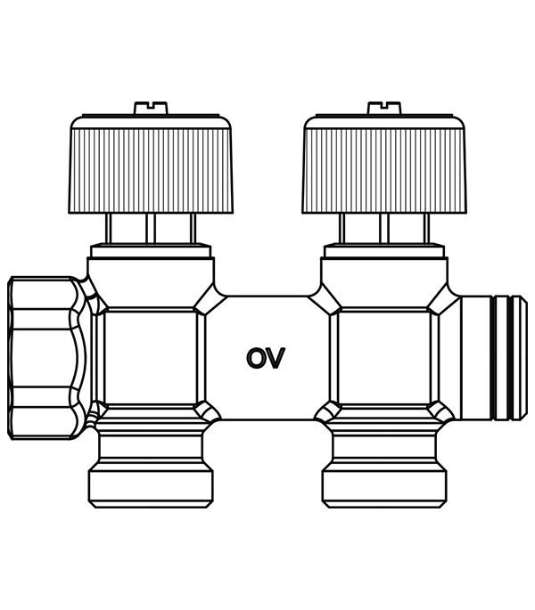 фото Коллектор oventrop 3/4" внутренний (г)х2 отвода 3/4" наружный (ш)х3/4" наружный (ш)