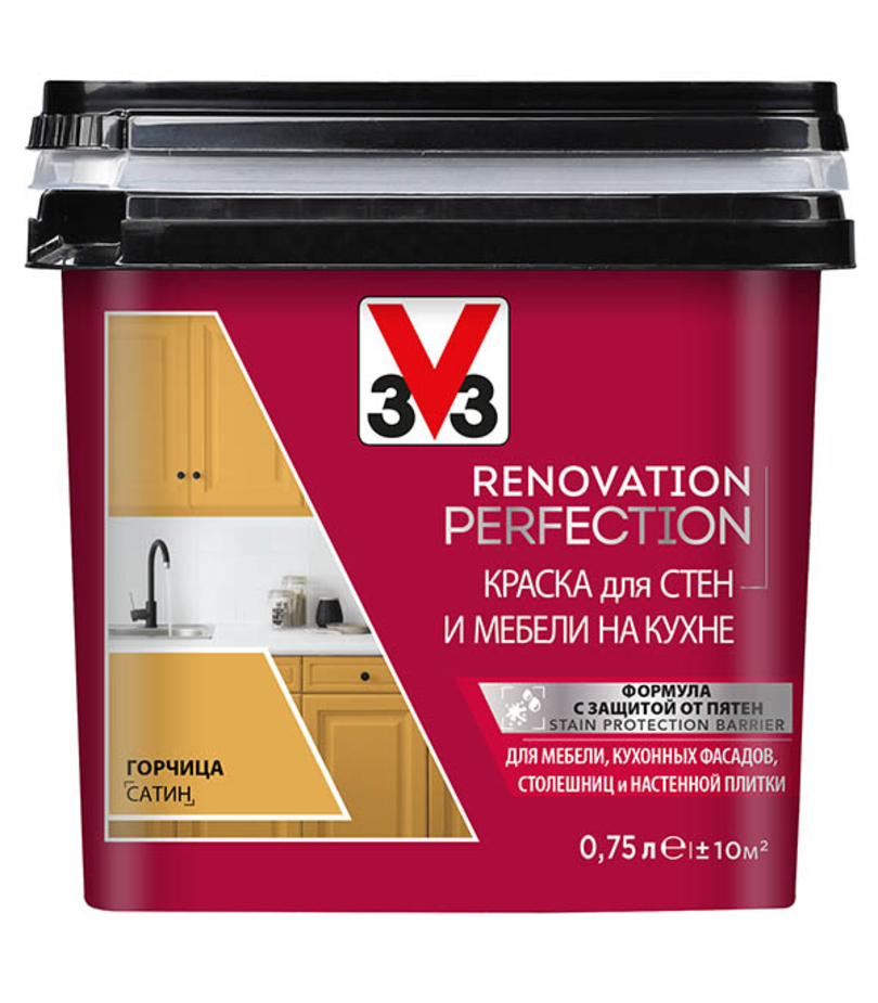 Краска акриловая v33 renovation perfection для стен и мебели ванная комната