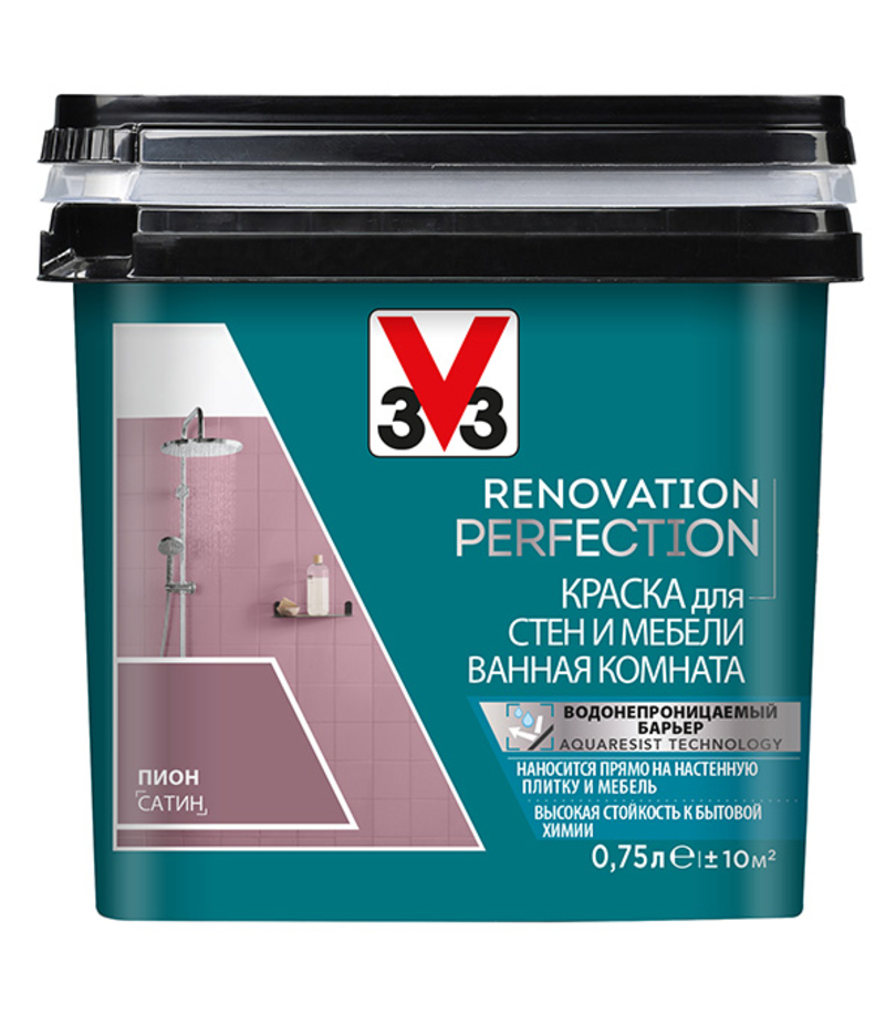 Краска акриловая v33 renovation perfection для стен и мебели ванная комната