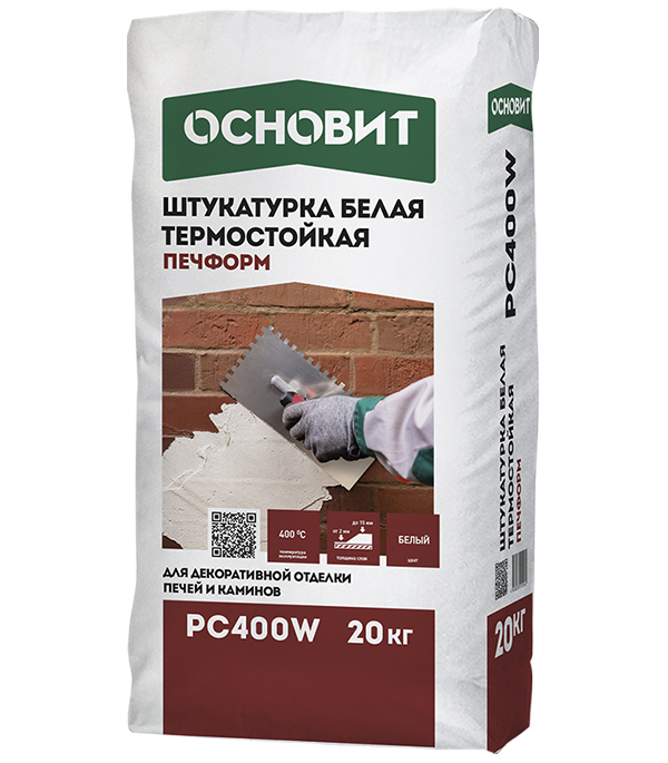 

Штукатурка для печей и каминов Основит Печформ PC400 W белая 20 кг, Белый