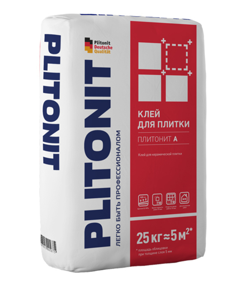 Фото «Клей для плитки Plitonit A универсальный серый (класс С0) 25 кг» в г. 