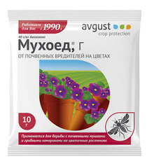 Средство защиты от почвенных вредителей на цветах Avgust Мухоед 10 г