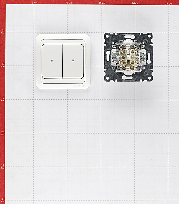 Кнопка управления жалюзи с рамкой Makel Mimoza 12041 двухклавишный скрытая установка белый