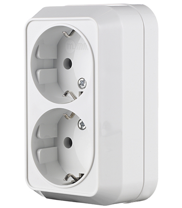 Розетка Makel Siva Ustu 45182 двойная открытая установка белая с ...