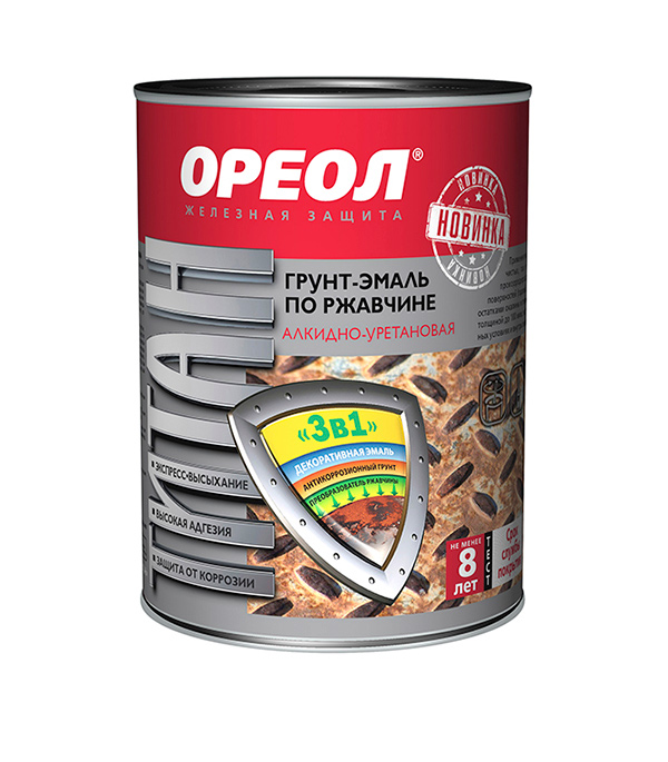 Грунт-эмаль по ржавчине Ореол Титан черная 3в1 0,9 кг — купить в ...