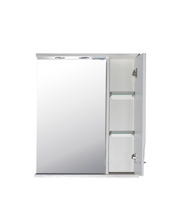 фото Зеркальный шкаф асб-мебель альфа 650 мм с подсветкой белый