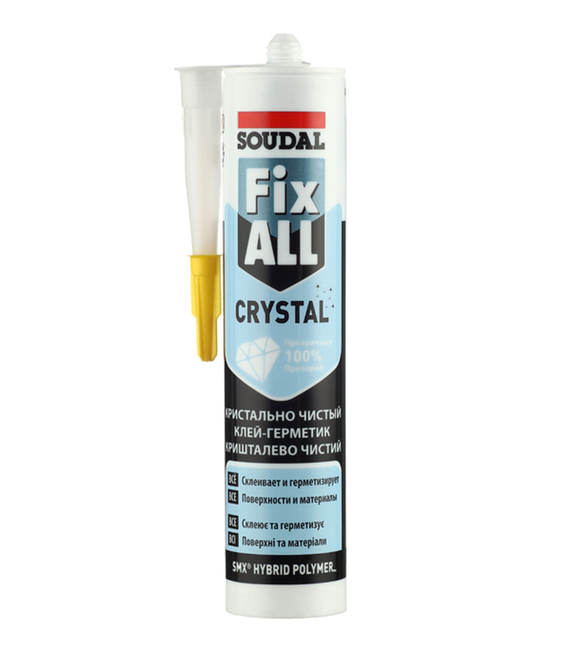 -герметик гибридный Soudal Fix All Crystal прозрачный 290 мл .