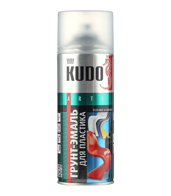 Грунт-эмаль аэрозольная для пластика Kudo белая RAL 9003 520 мл
