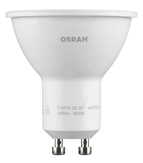 Лампа светодиодная Osram 4 Вт GU10 рефлектор PAR16 4000К естественный белый свет 220 В