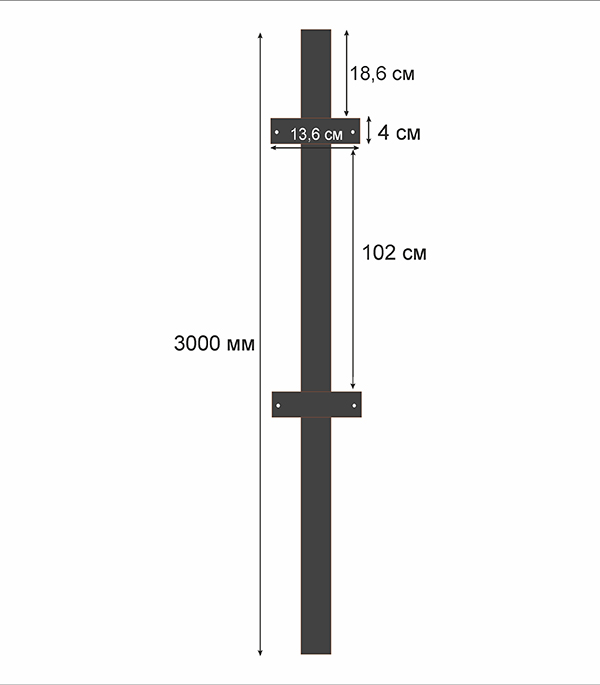 фото Столб для забора 60х60х1,5 мм 3 м с планками эмаль черный