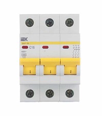 Автоматический выключатель IEK ВА 47-29 (MVA20-3-016-C) 3P 16А тип C 4,5 кА 400 В на DIN-рейку