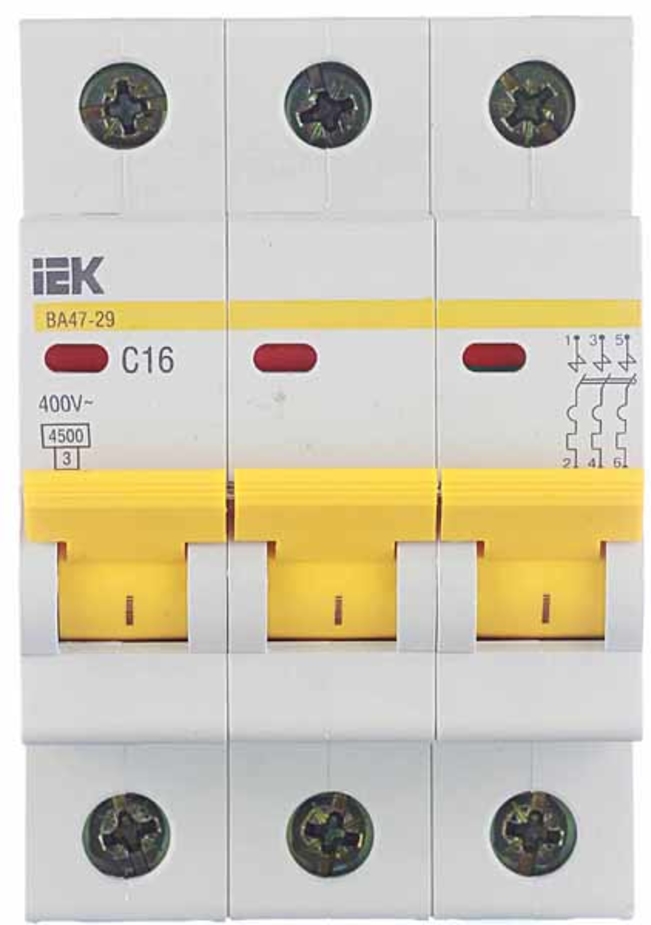 Автоматический выключатель IEK ВА 47-29 (MVA20-3-016-C) 3P 16А тип С 4 ...