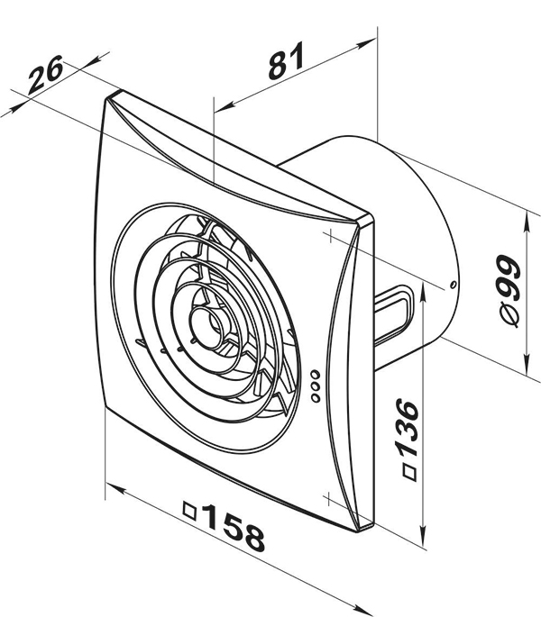 фото Вентилятор осевой вентс квайт 158х158 мм d100 мм белый