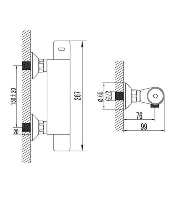 фото Смеситель термостат для душа lemark thermo lm7733c без излива без лейки