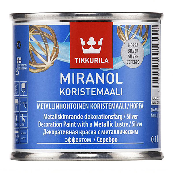 фото Краска декоративная miranol серебристая п/мат 0,1л tikkurila