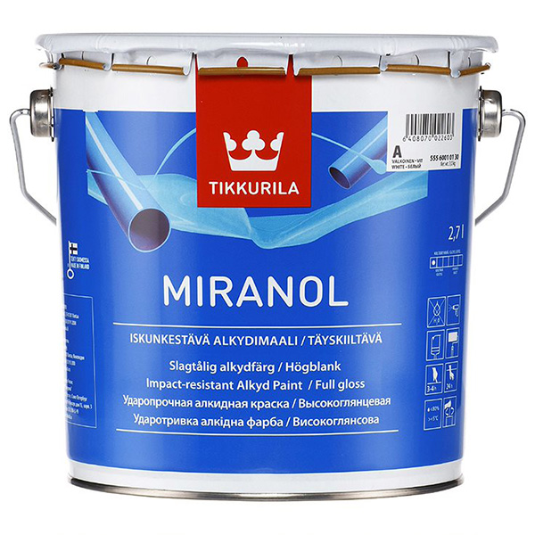 фото Эмаль алкидная tikkurila miranol a глянцевая 2,7 л