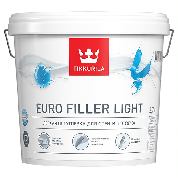 фото Шпатлевка легкая euro filler light kta 2,7л tikkurila