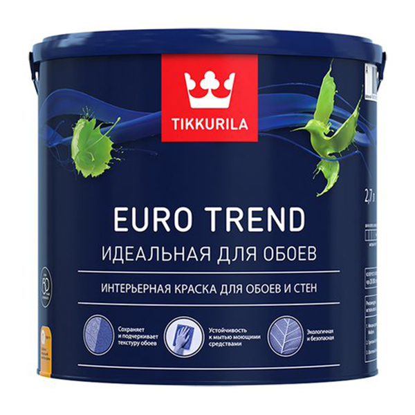 фото Краска для обоев и стен tikkurila euro trend a мат 2,7л