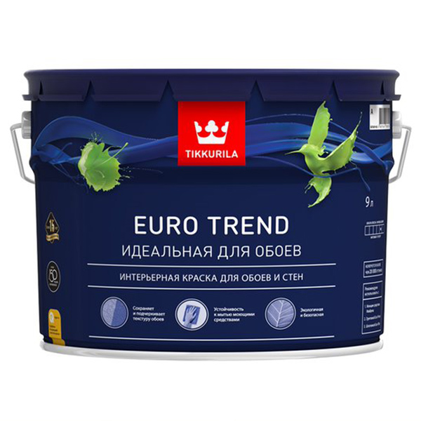 фото Краска для обоев и стен tikkurila euro trend a мат 9л