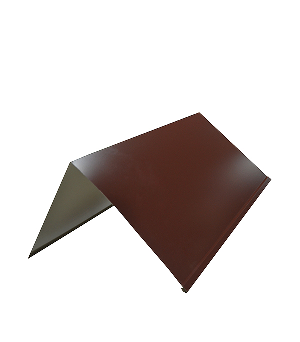 фото Конек для металлочерепицы 150х150 мм 2 м плоский коричневый ral 8017