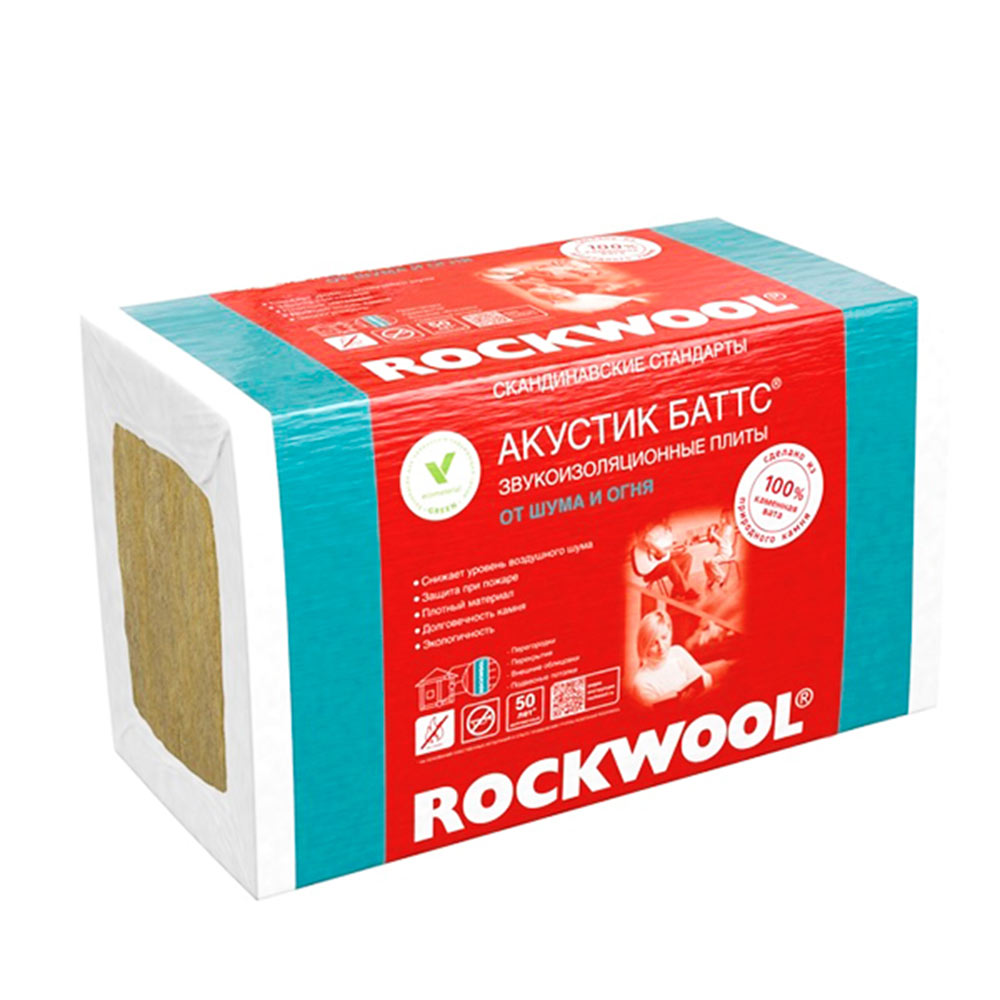 

Шумоизоляция Rockwool Акустик Баттс 75х600х1000 мм 4,8 кв.м