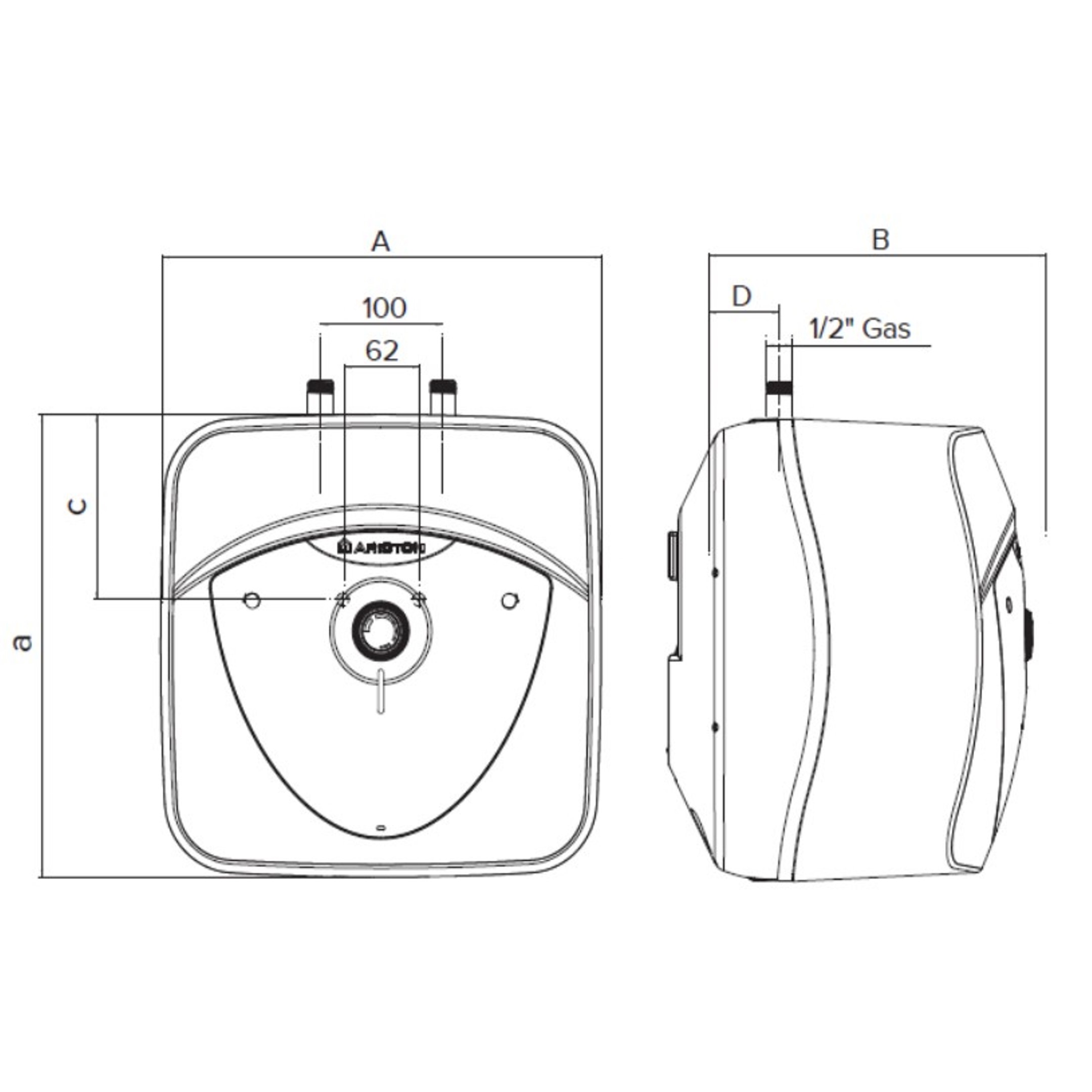 Водонагреватель накопительный Ariston BLU EVO RS 15U электрический 15 л 12 кВт под раковину вертикальный
