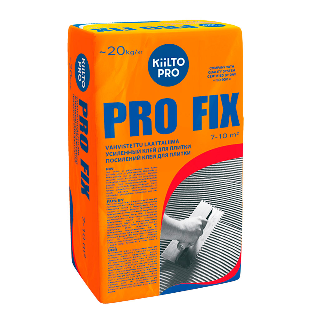 Клей для плитки, керамогранита и камня Kiilto Pro Fix серый (класс С2) 20 кг