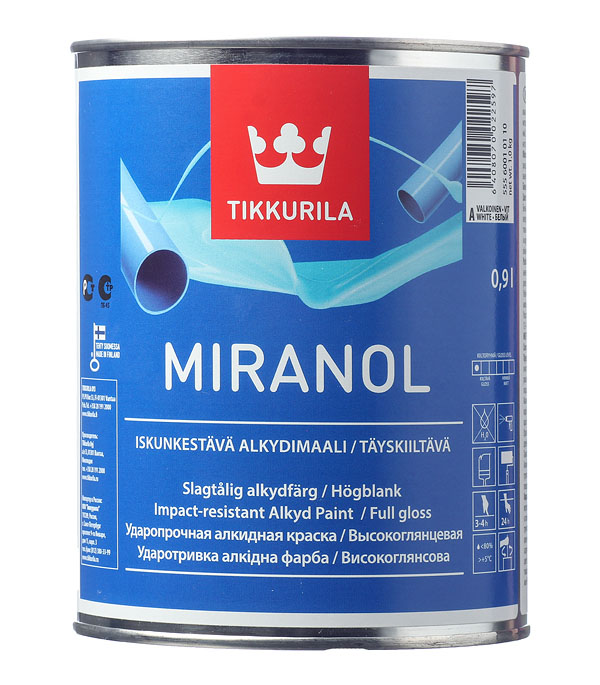 фото Эмаль алкидная tikkurila miranol основа а глянцевая 0.9 л