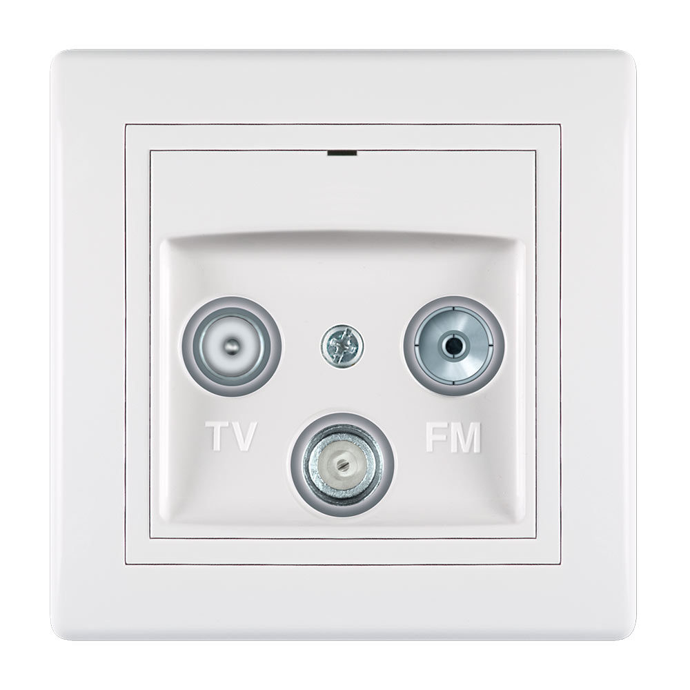 

Розетка телевизионная с рамкой Aling-conel 612S.000 оконечная TV-FM-SAT скрытая установка белая, Белый