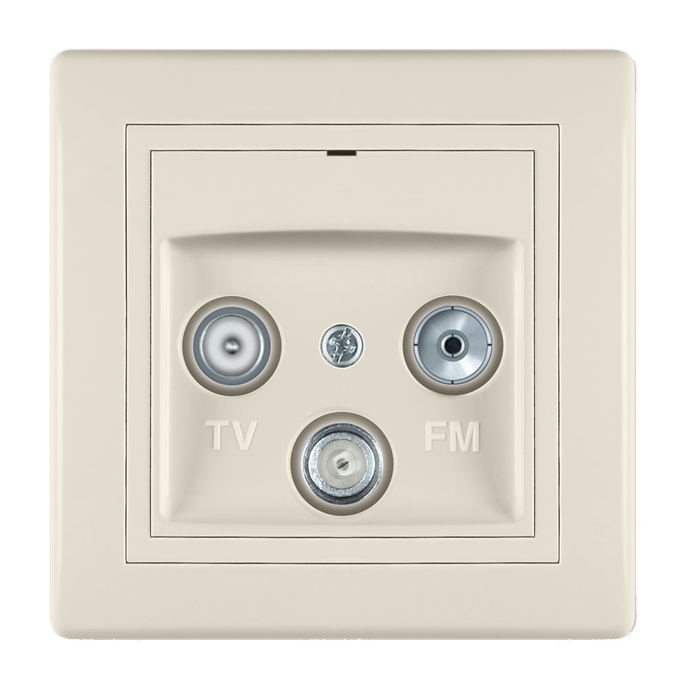 

Розетка телевизионная с рамкой Aling-conel 612S.999 оконечная TV-FM-SAT скрытая установка бежевая, Бежевый