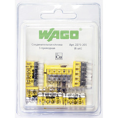 Клемма на 5 проводов Wago 2273-205 0,5-2,5 кв. мм самозажимная без пасты (20 шт.)