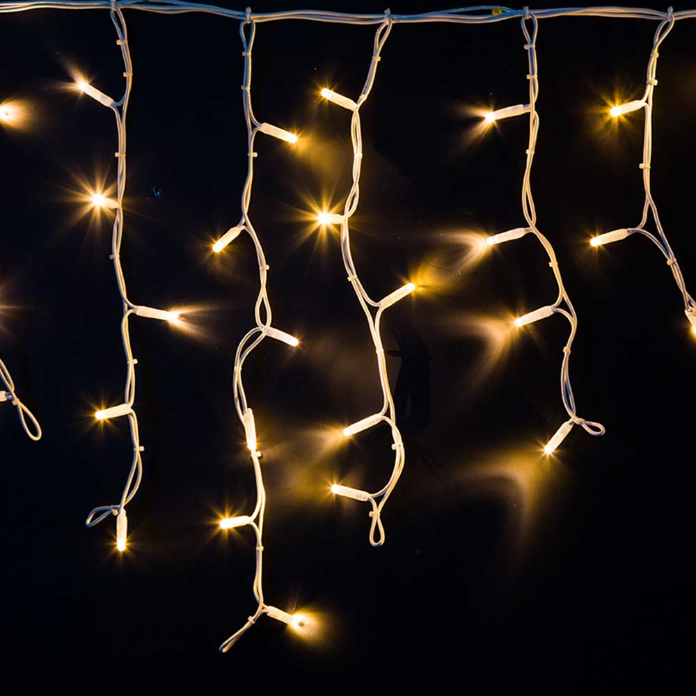 фото Гирлянда светодиодная neon-night айсикл (бахрома) 128 led свечение теплое белое 4х0,6 м уличная (255-206)