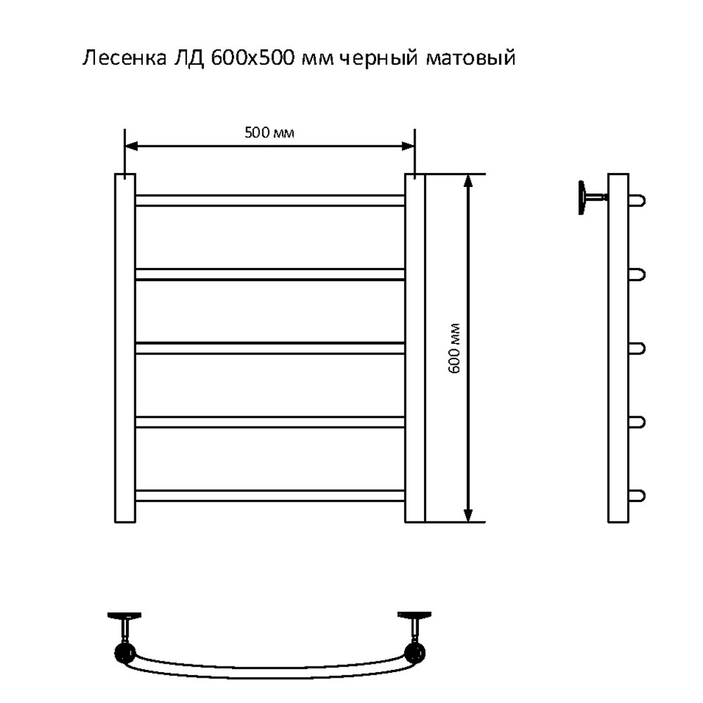 фото Полотенцесушитель водяной nika лд 600х500 мм лесенка черный матовый