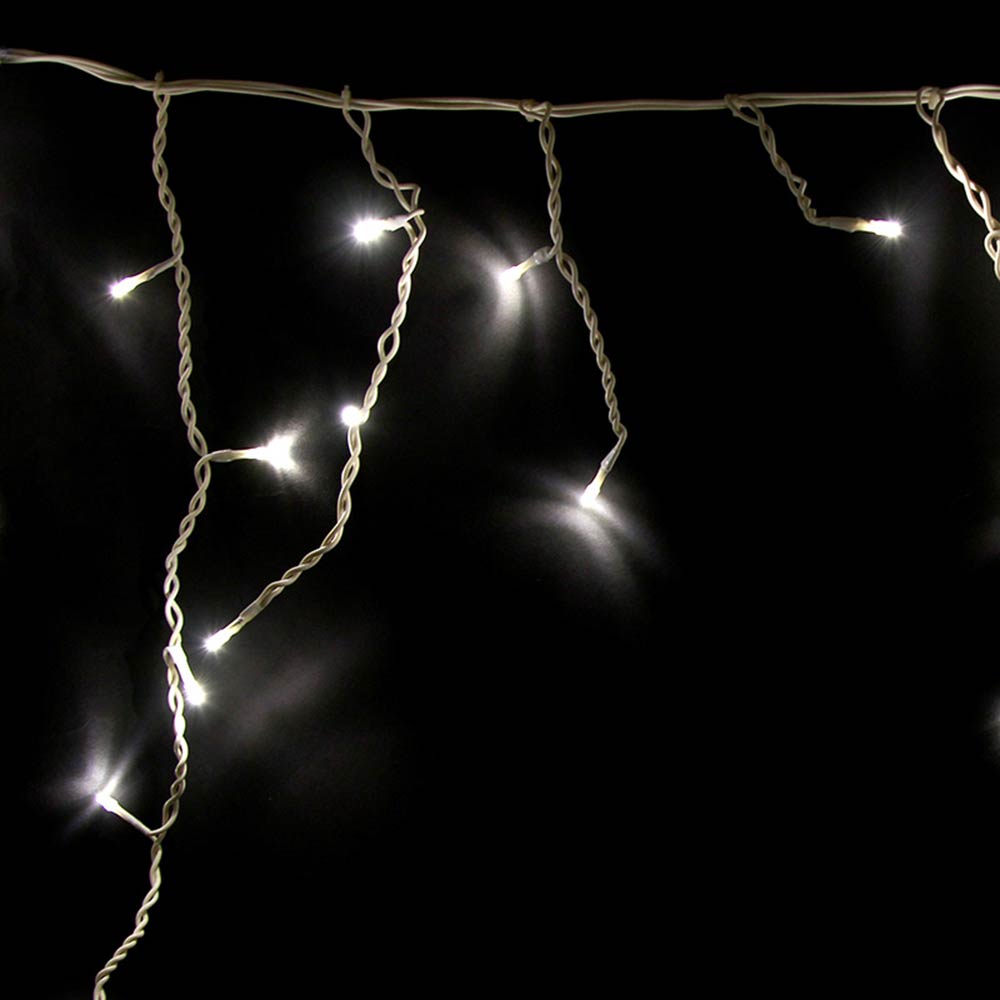 фото Гирлянда светодиодная neon-night айсикл (бахрома) 48 led свечение белое 1,8х0,5 м уличная (255-025)