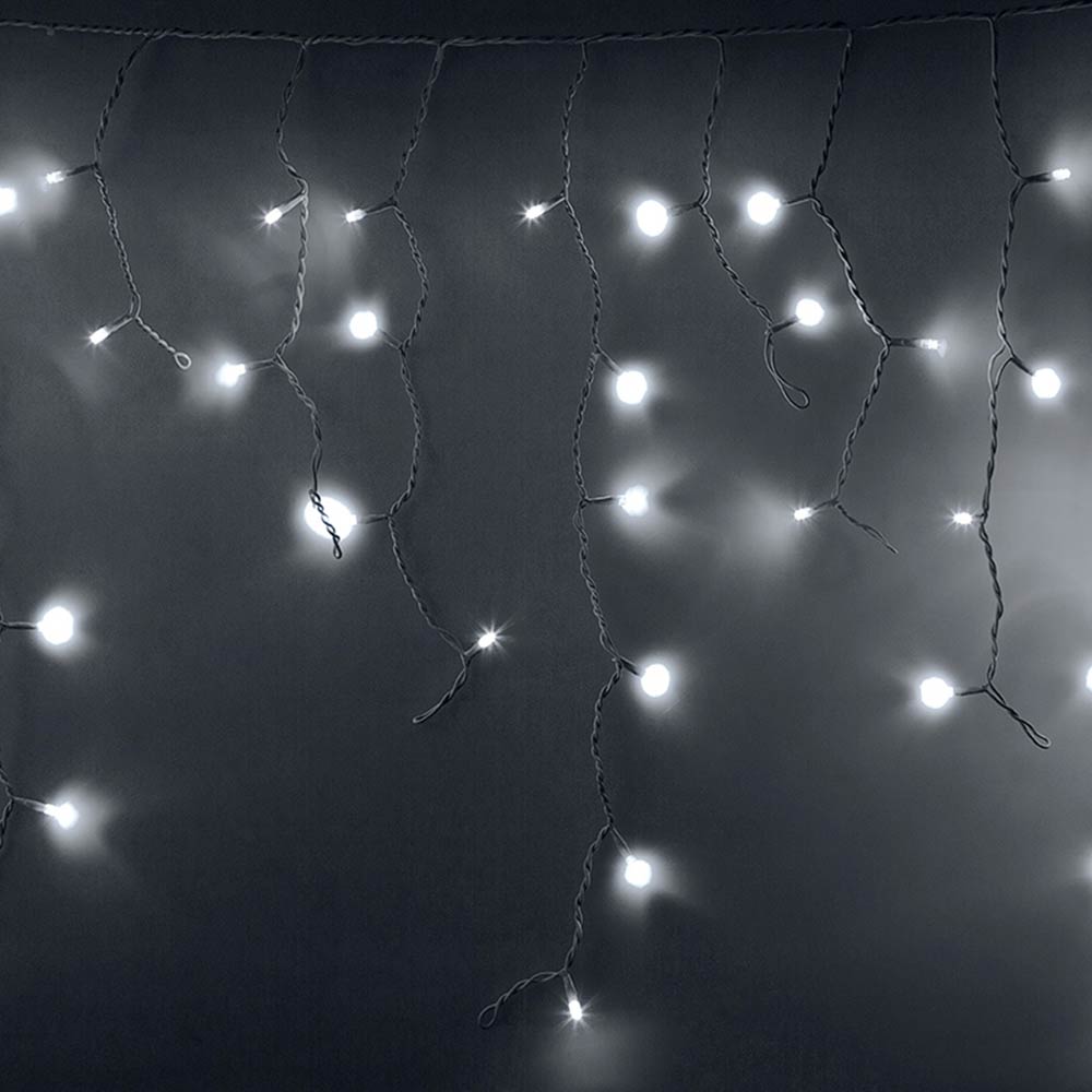 фото Гирлянда светодиодная neon-night айсикл (бахрома) 88 led свечение белое 2,4х0,6 м уличная (255-034)