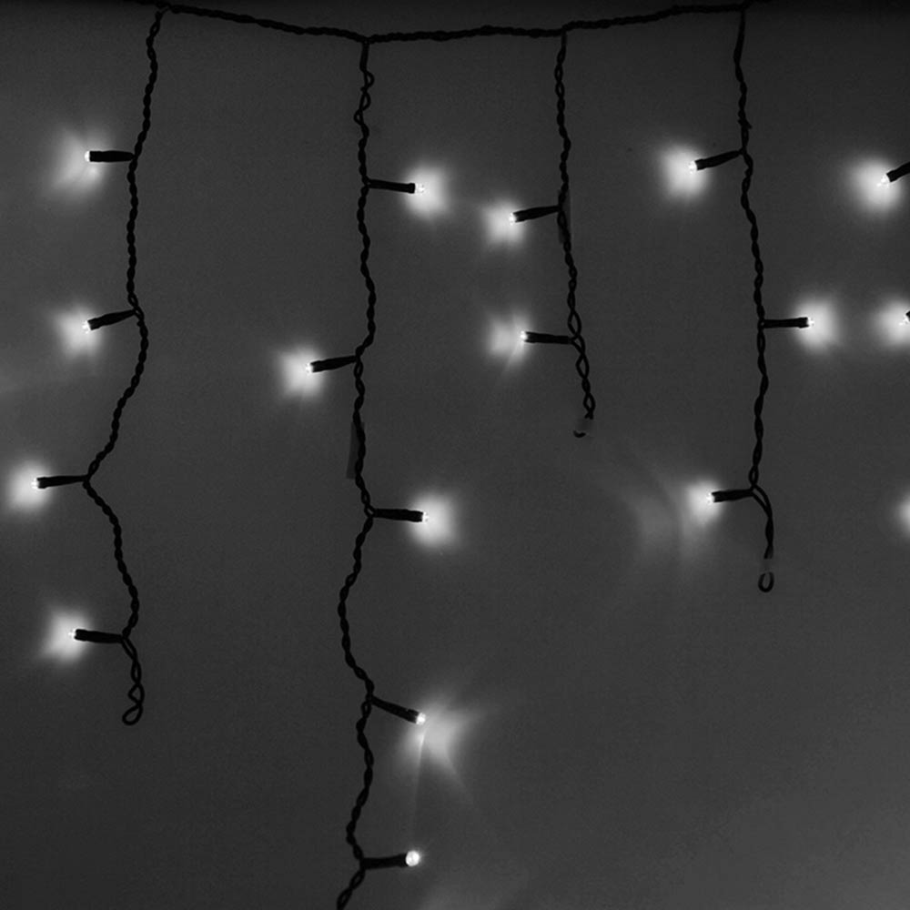 фото Гирлянда светодиодная neon-night айсикл (бахрома) 88 led свечение белое 2,4х0,6 м уличная (255-032)