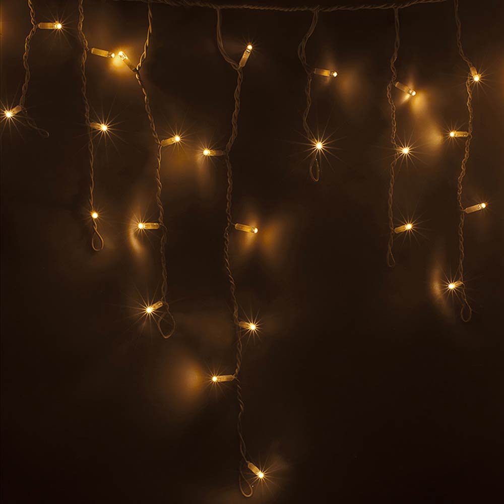 фото Гирлянда светодиодная neon-night айсикл (бахрома) 176 led свечение теплое белое 4,8х0,6 м уличная (255-138)
