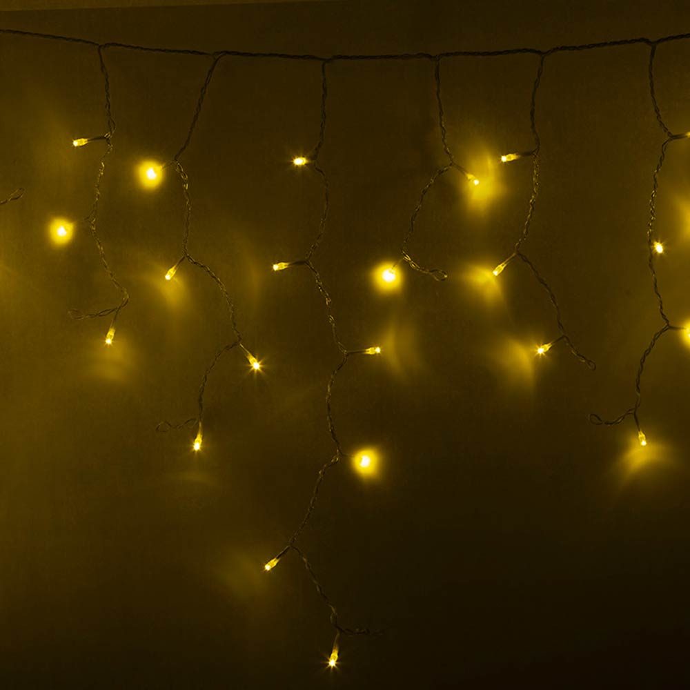 фото Гирлянда светодиодная neon-night айсикл (бахрома) 176 led свечение желтое 4,8х0,6 м уличная (255-141)