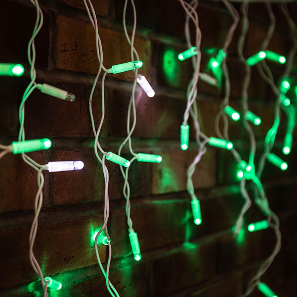 фото Гирлянда светодиодная neon-night айсикл (бахрома) 176 led свечение зелёное 4,8х0,6 м уличная (255-164)
