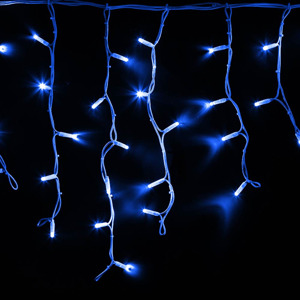 фото Гирлянда светодиодная neon-night айсикл (бахрома) 128 led свечение синее 4х0,6 м уличная (255-203)
