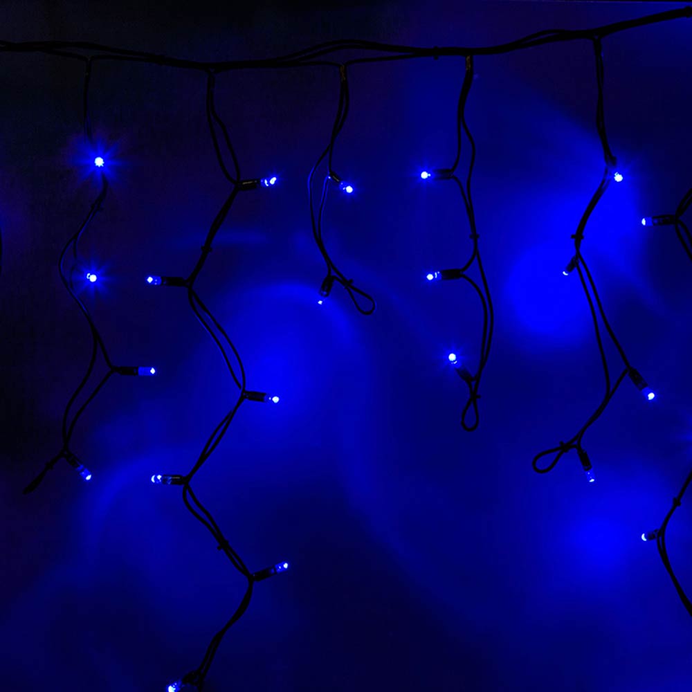 фото Гирлянда светодиодная neon-night айсикл (бахрома) 240 led свечение синее 5,6х0,9 м уличная (255-243)
