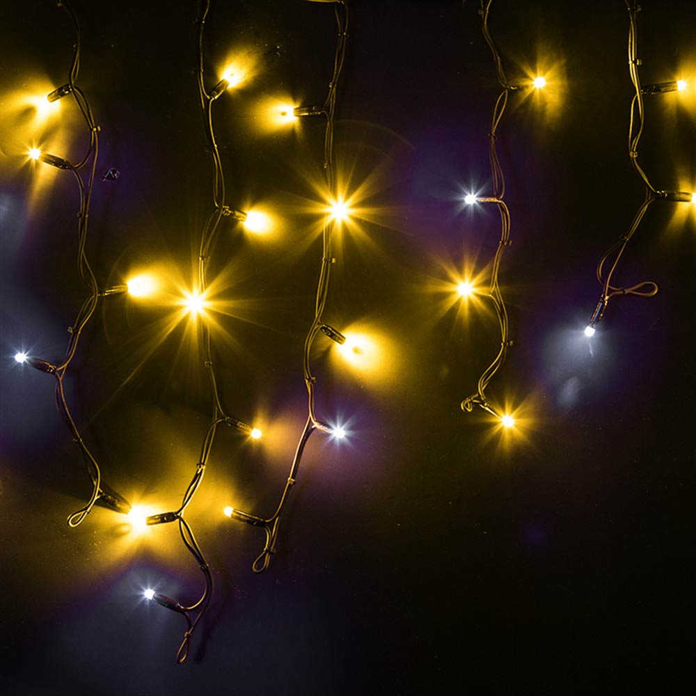 фото Гирлянда светодиодная neon-night айсикл (бахрома) 128 led свечение желтое 4х0,6 м уличная (255-231)