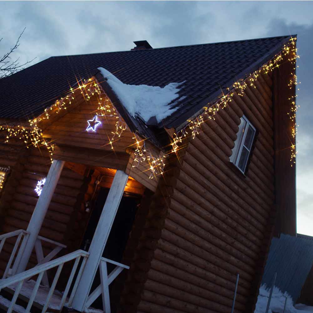 фото Гирлянда светодиодная neon-night айсикл (бахрома) 176 led свечение теплое белое 4,8х0,6 м уличная (255-146)